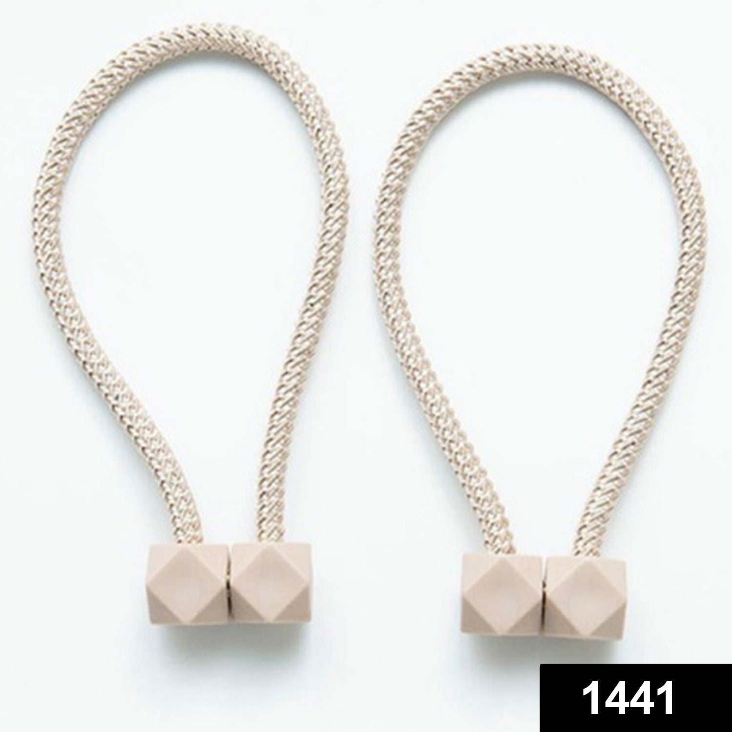 1441 Hexagonal Magnetic Braided Rope Drapery Window Curtains Loop Binding Ties Buckle (Pack of 2) Deodap