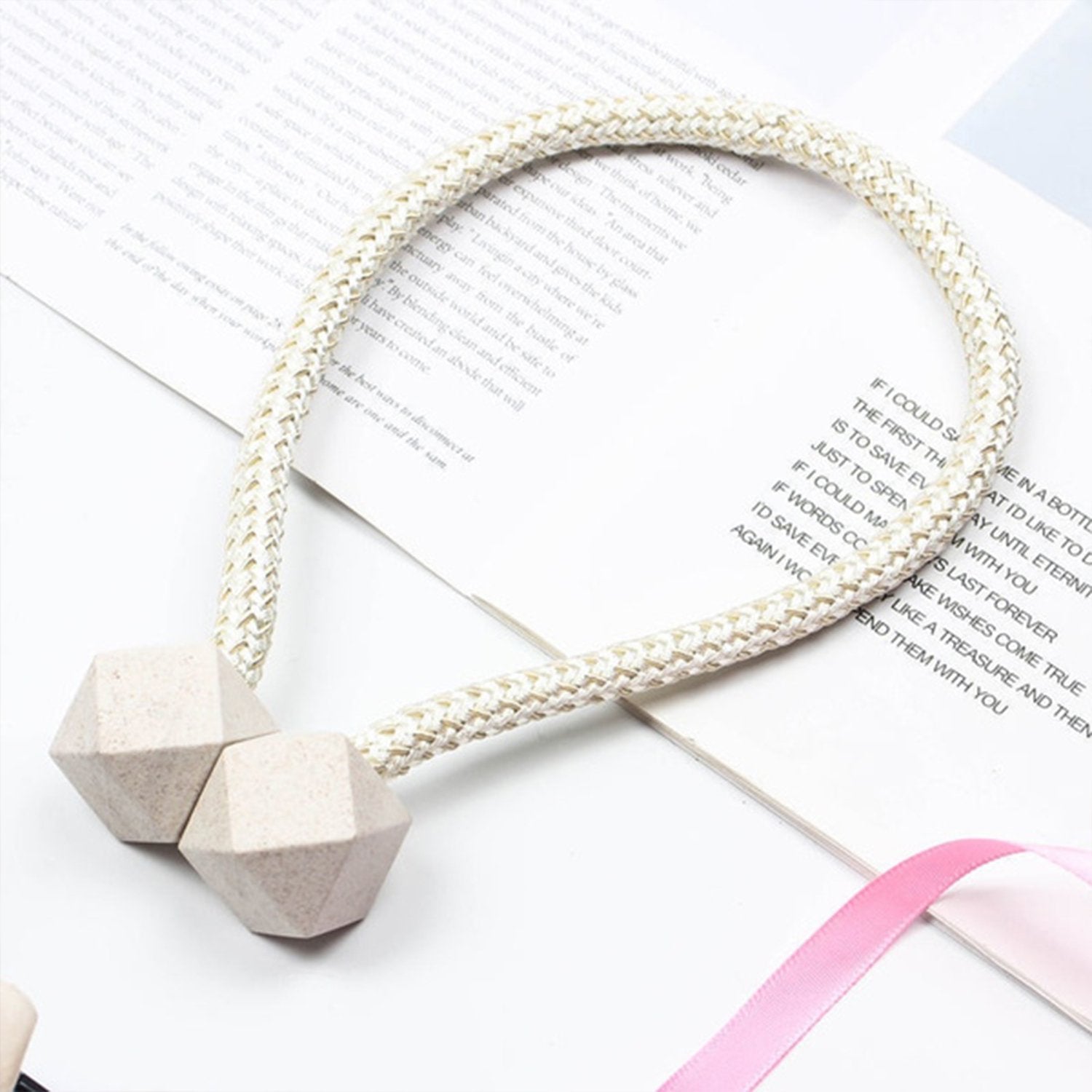 1441 Hexagonal Magnetic Braided Rope Drapery Window Curtains Loop Binding Ties Buckle (Pack of 2) Deodap