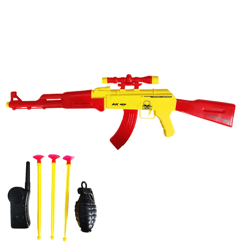 3121 Big Plastic AK 47 Toy Gun for Kids - 26 Inch Gun Toy for Kids Shooting Gun with Arrow Bullets Kids Toy Return Gift Item