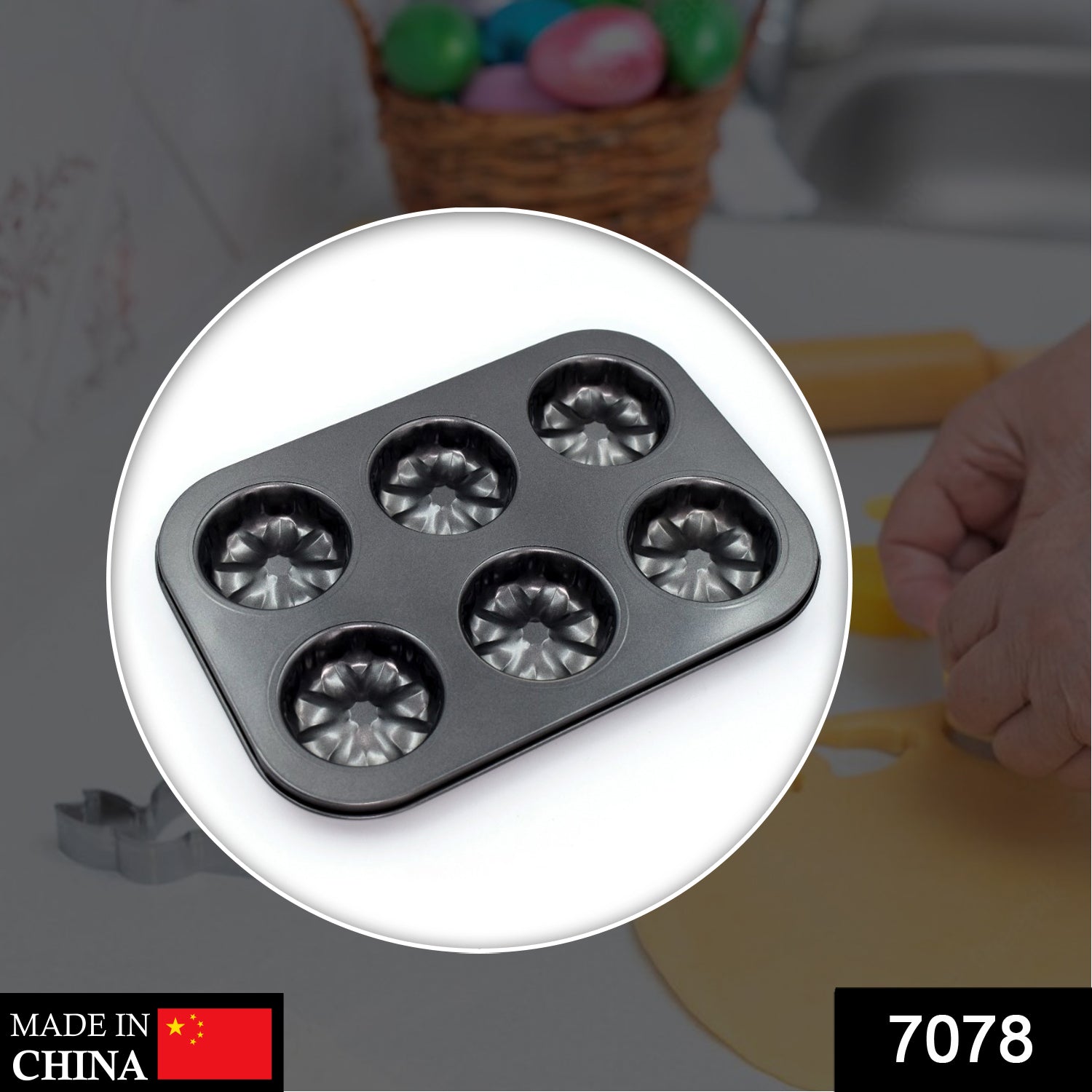 7078 6 slot Non-Stick Muffins Cupcake Pancake Baking Molds (Moq :-5) DeoDap
