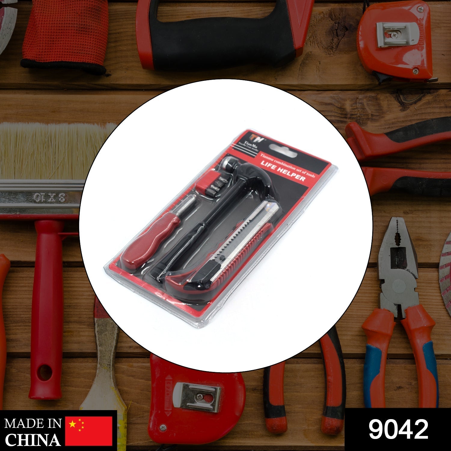 9042 4Pcs Helper Tool Set Used While Doing Plumbing And Electrician Repairment In All Kinds Of Places Like Household And Official Departments Etc. DeoDap