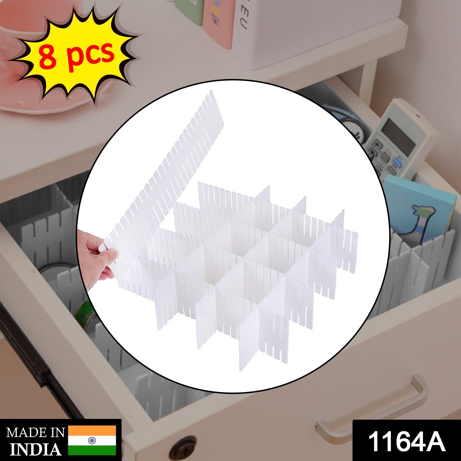 1164A Adjustable Drawer Dividers Organiser Separator 8 Pcs DeoDap