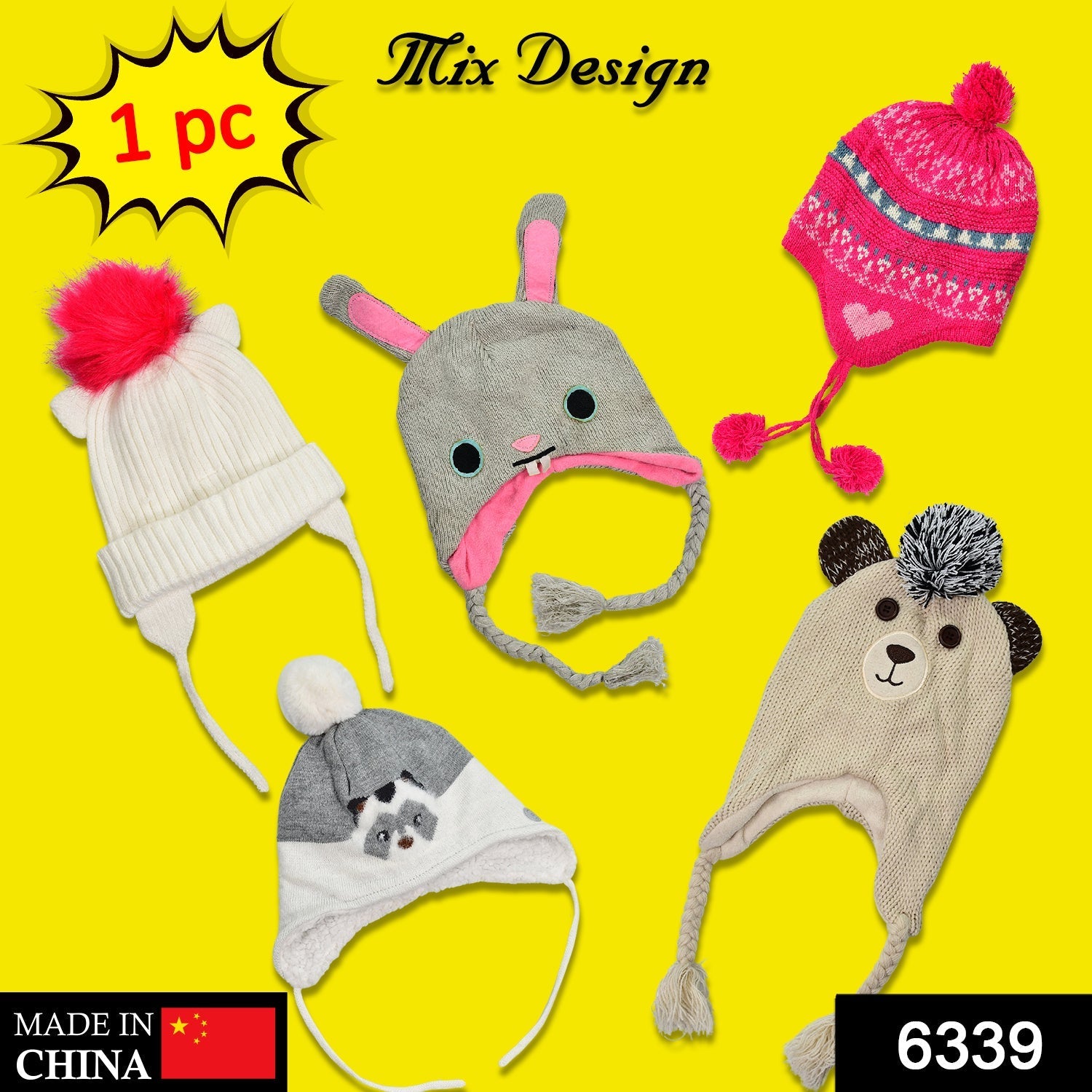 6339 MIX WOOLEN THREAD MEN'S AND WOMEN'S ADULT WINTER CAP DeoDap