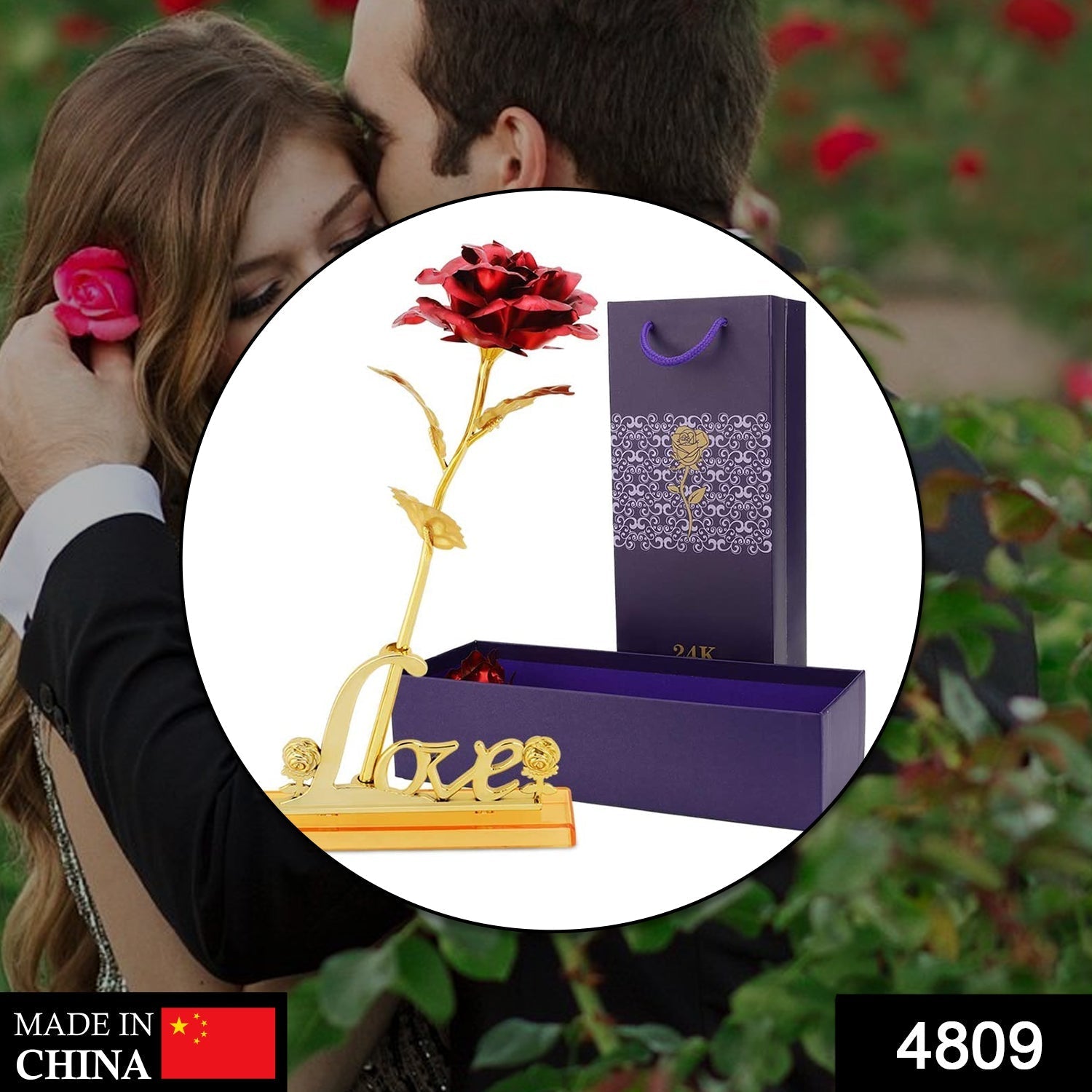 4809 24k Gold Rose,Gold Foil Plated Rose with LOVE Stand and Gift Box for Anniversary,Birthday,Wedding,Thanks giving DeoDap