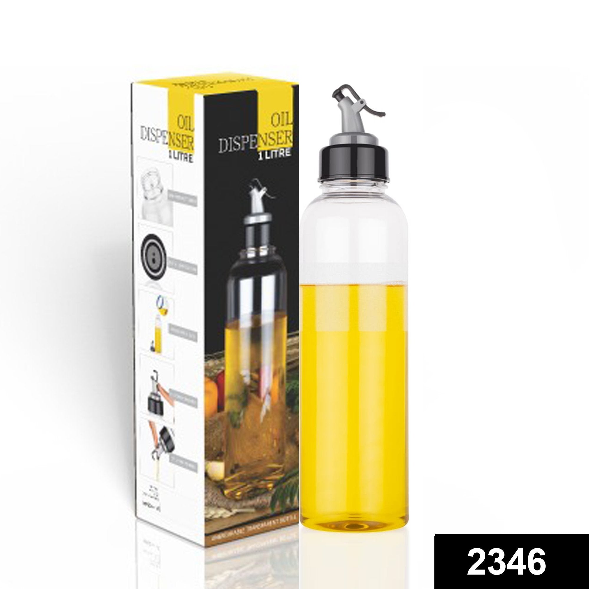 2346 Oil Dispenser Transparent Plastic Oil Bottle |Clear 1 Liter DeoDap