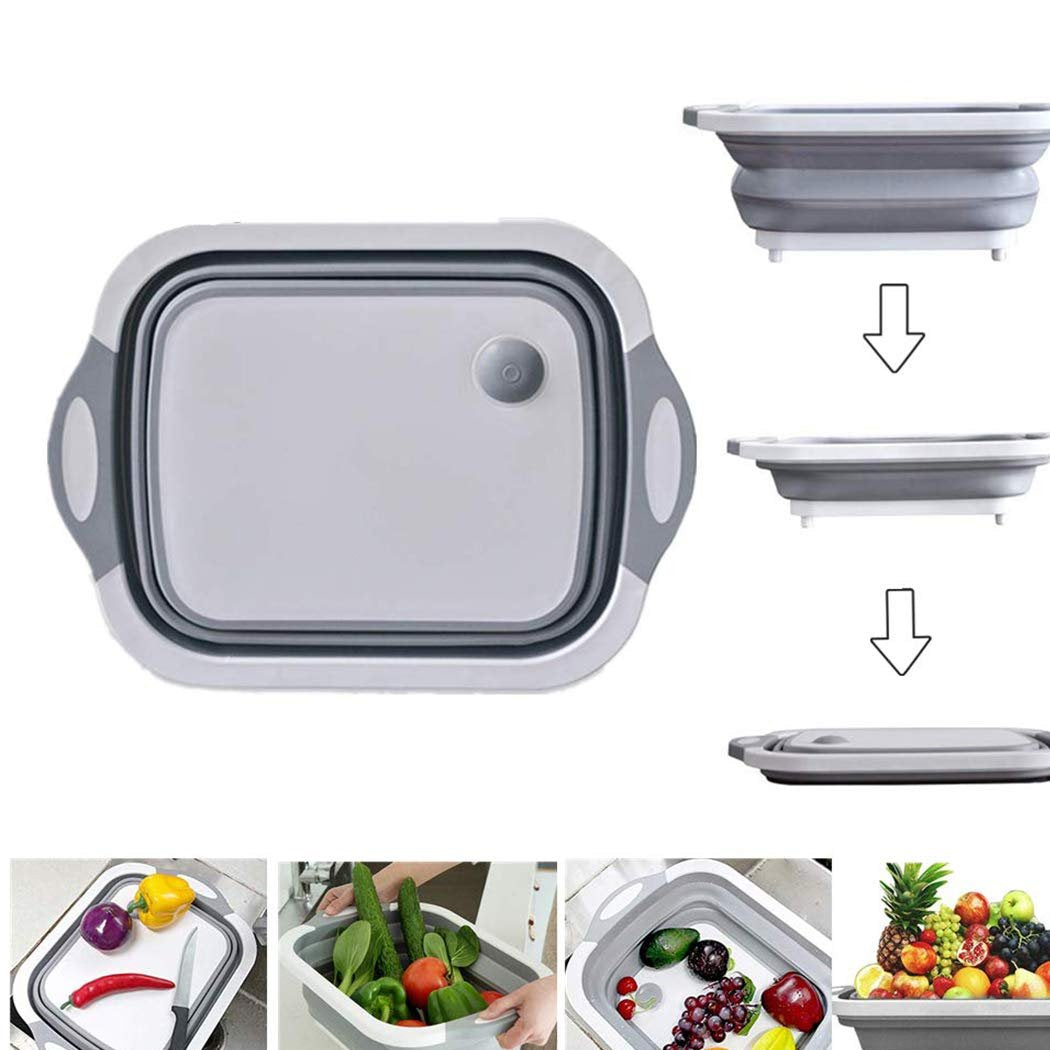 0098 Foldable Chopping Board, Dish Rack, Washing Bowl & Draining Basket, 3in1 Multi-Function DeoDap