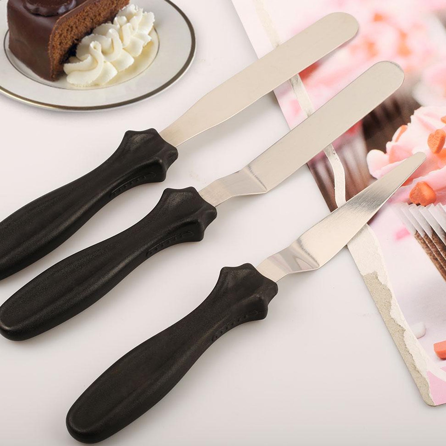 2805 MULTI-FUNCTION STAINLESS STEEL CAKE ICING SPATULA FLAT ANGULAR TRIANGLE PALLET KNIFE SET