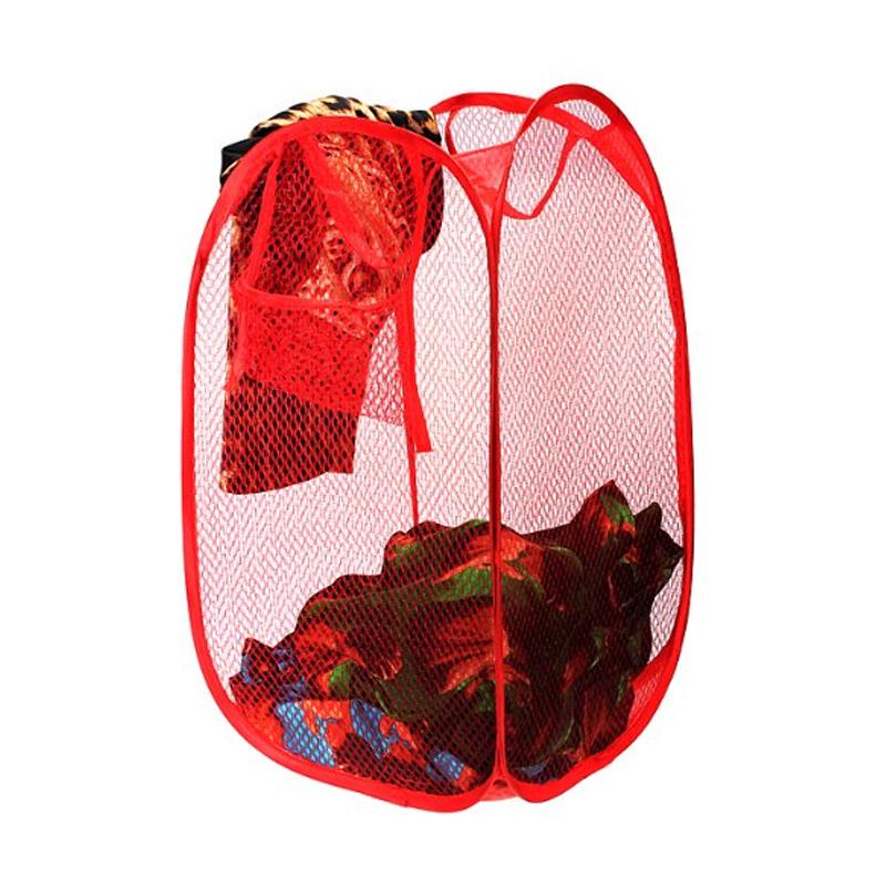 0248 Laundry Hamper Mesh Fabric For Ventilation Foldable Storage Pop Up Clothes Basket freeshipping - DeoDap