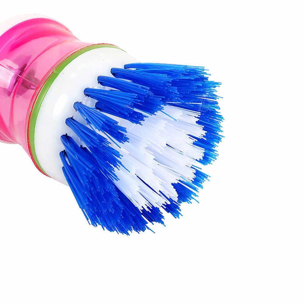 0159 Plastic Wash Basin Brush Cleaner with Liquid Soap Dispenser (Multicolour) DeoDap