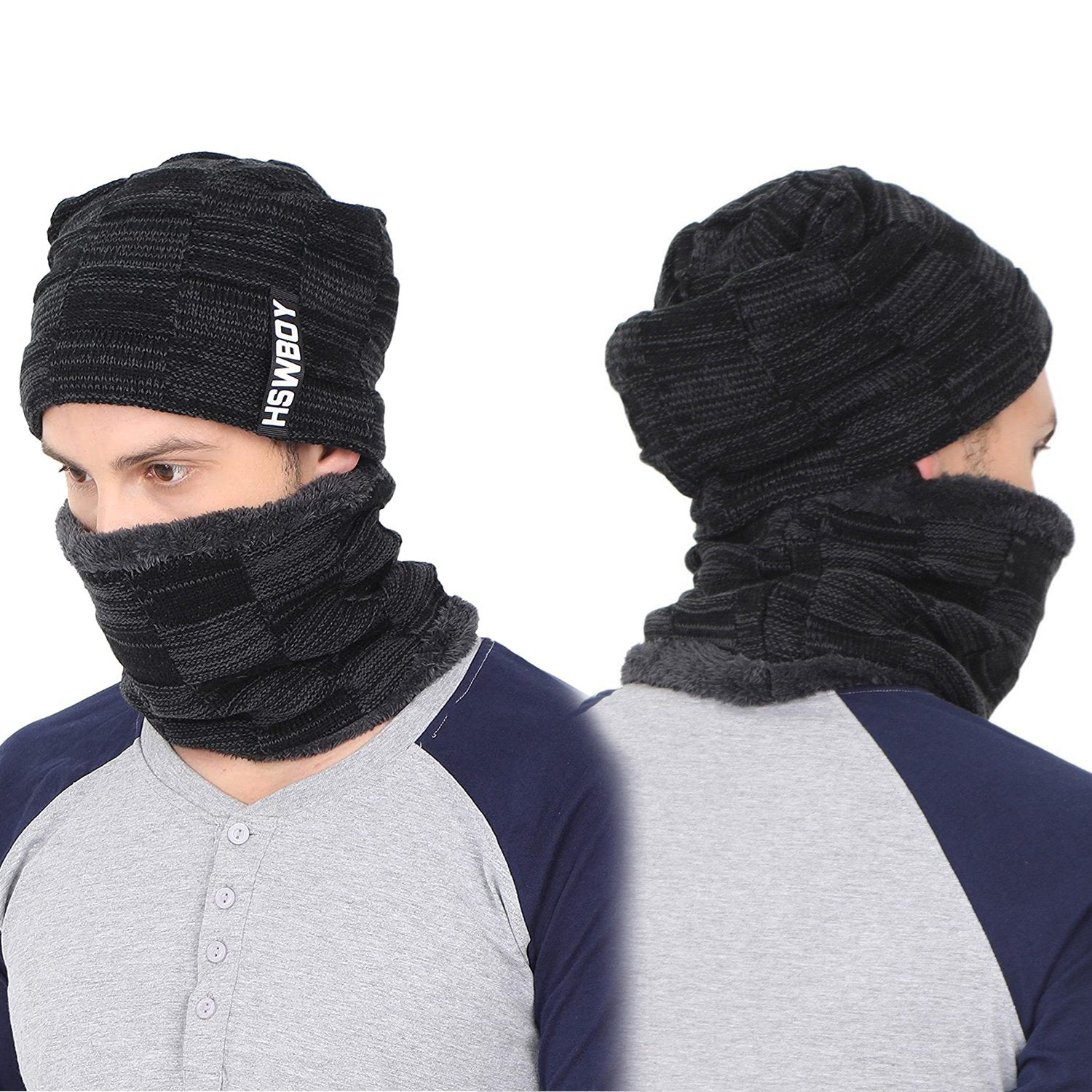 6066 Ultra Soft Unisex Woollen Beanie Cap Plus Muffler Scarf freeshipping - DeoDap