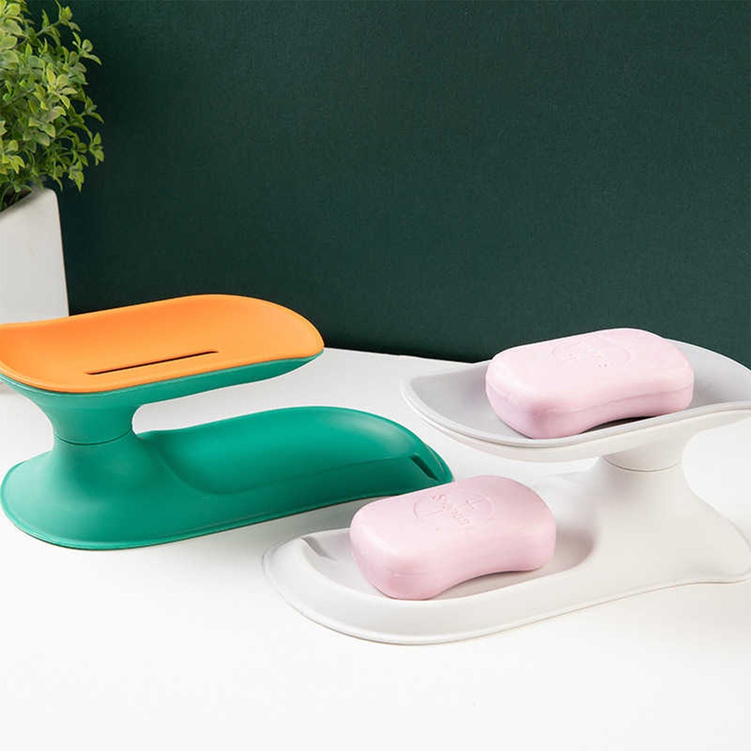 4860 Double Drain Soap Box Nordic Style Portable Plastic Soap Case/Soap Dish DeoDap