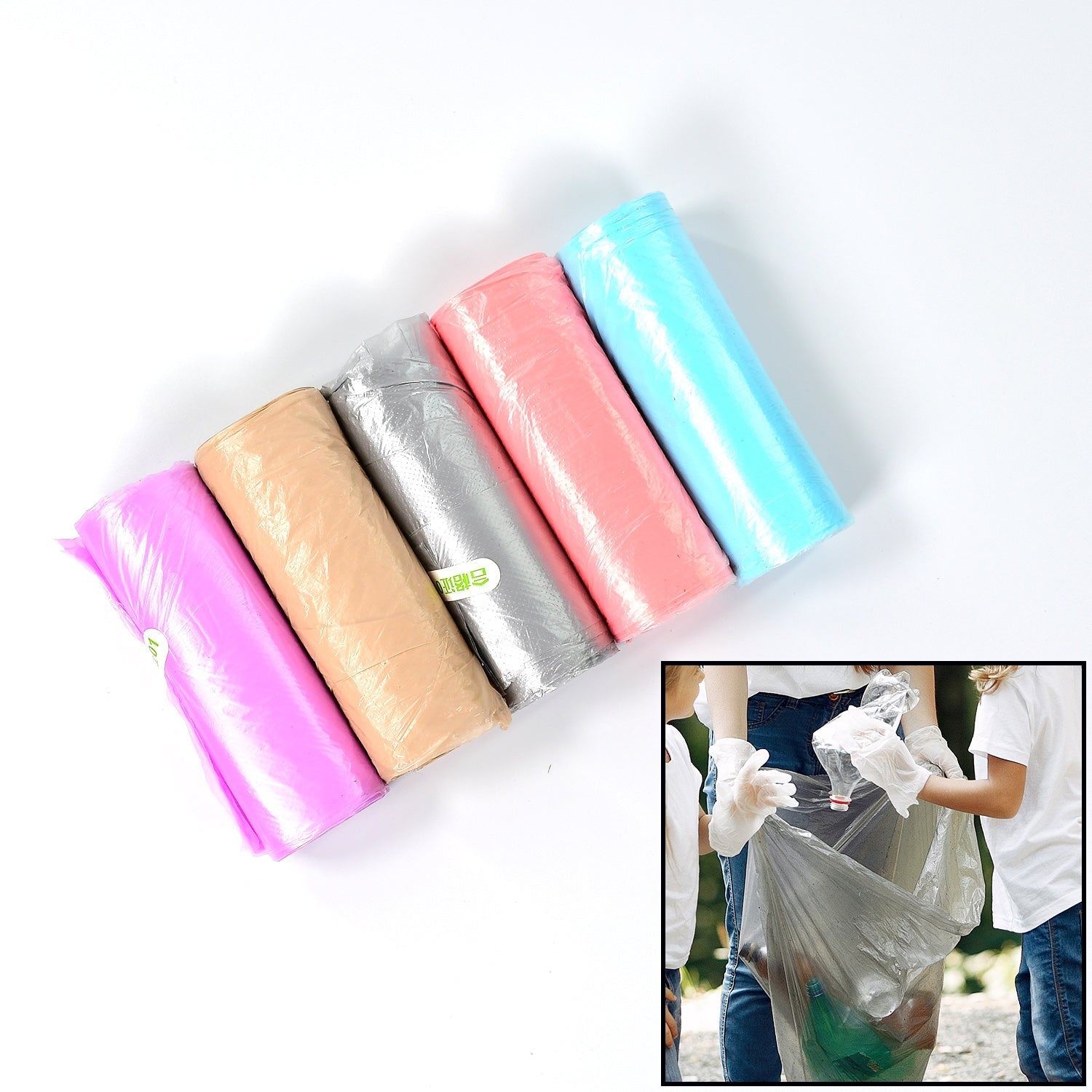 9213 5Rolls Garbage Bags/Dustbin Bags/Trash Bags Pack DeoDap