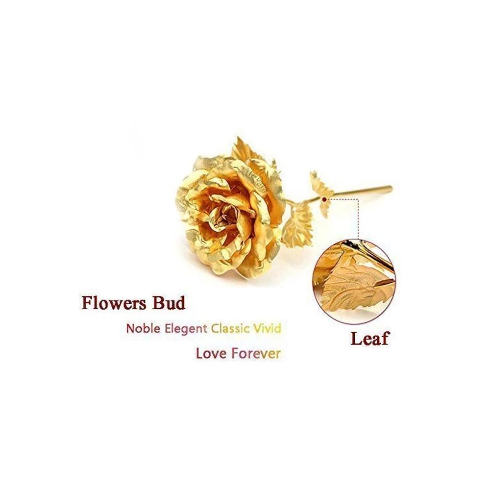 0879 24K Artificial Golden Rose/Gold Red Rose with Gift Box (10 inches) DeoDap