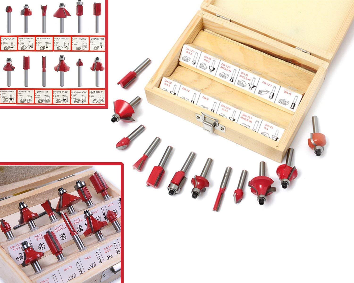 0406 -12/15pcs Milling Cutter Router Bit Set Deodap