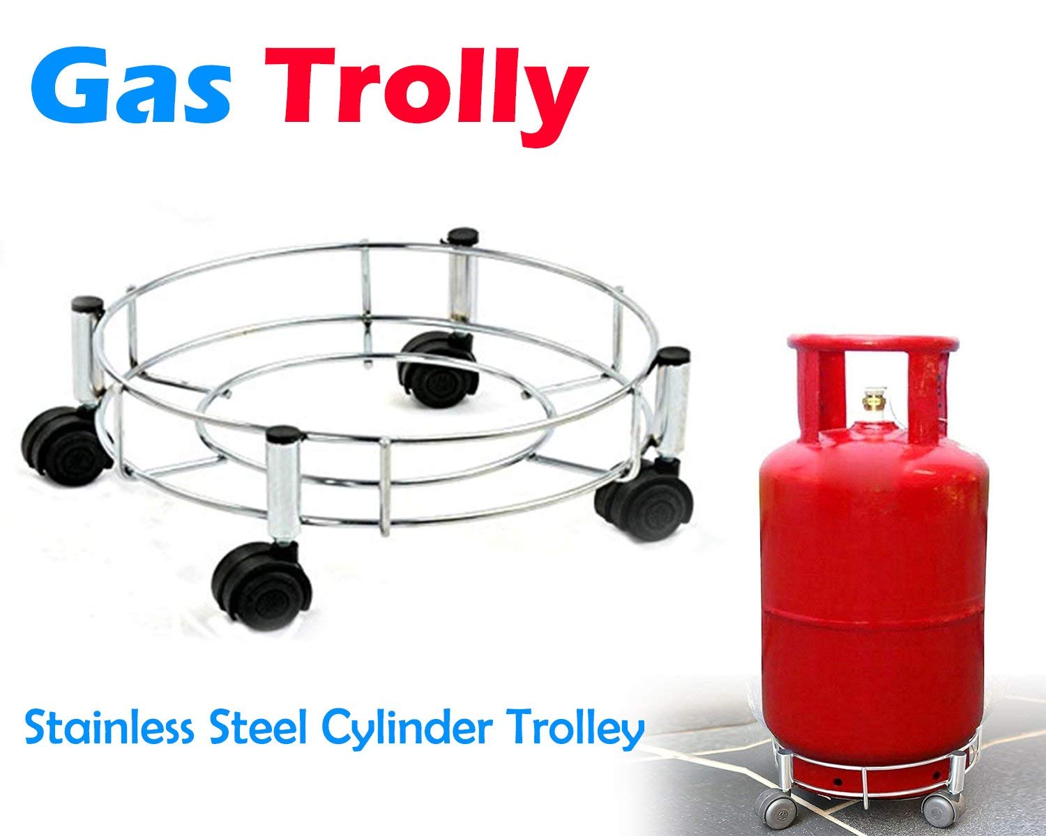 0118 Stainless Steel Gas Cylinder Trolley DeoDap