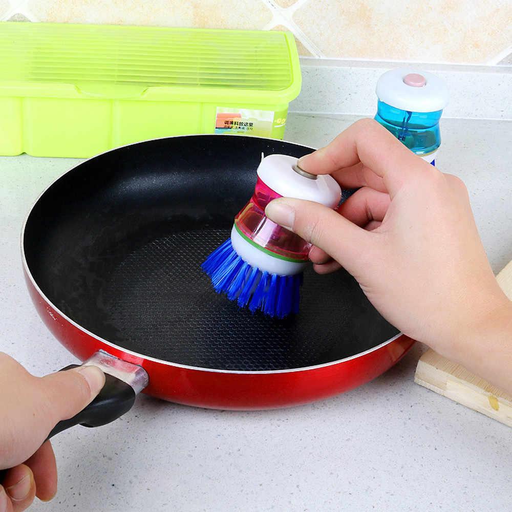 0159 Plastic Wash Basin Brush Cleaner with Liquid Soap Dispenser (Multicolour) DeoDap