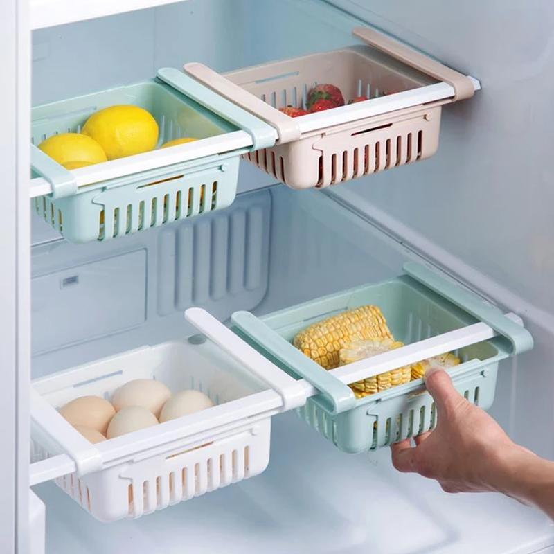 0113 Adjustable Fridge Storage Basket, Fridge Racks Tray Sliding Storage Racks (1Pc) DeoDap