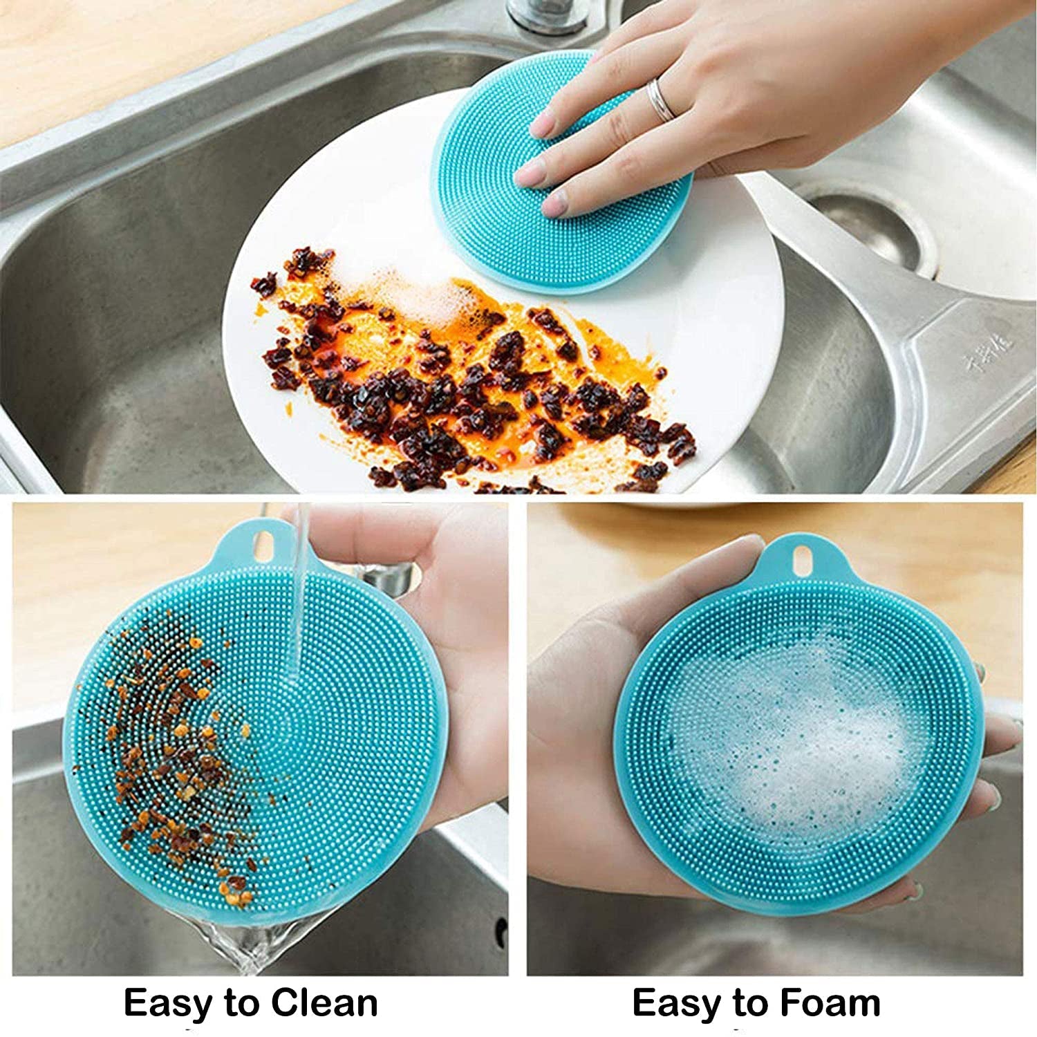 6078 Silicone Dish Scrubber Sponge Mildew Free, Non Stick (Mix Color) freeshipping - DeoDap