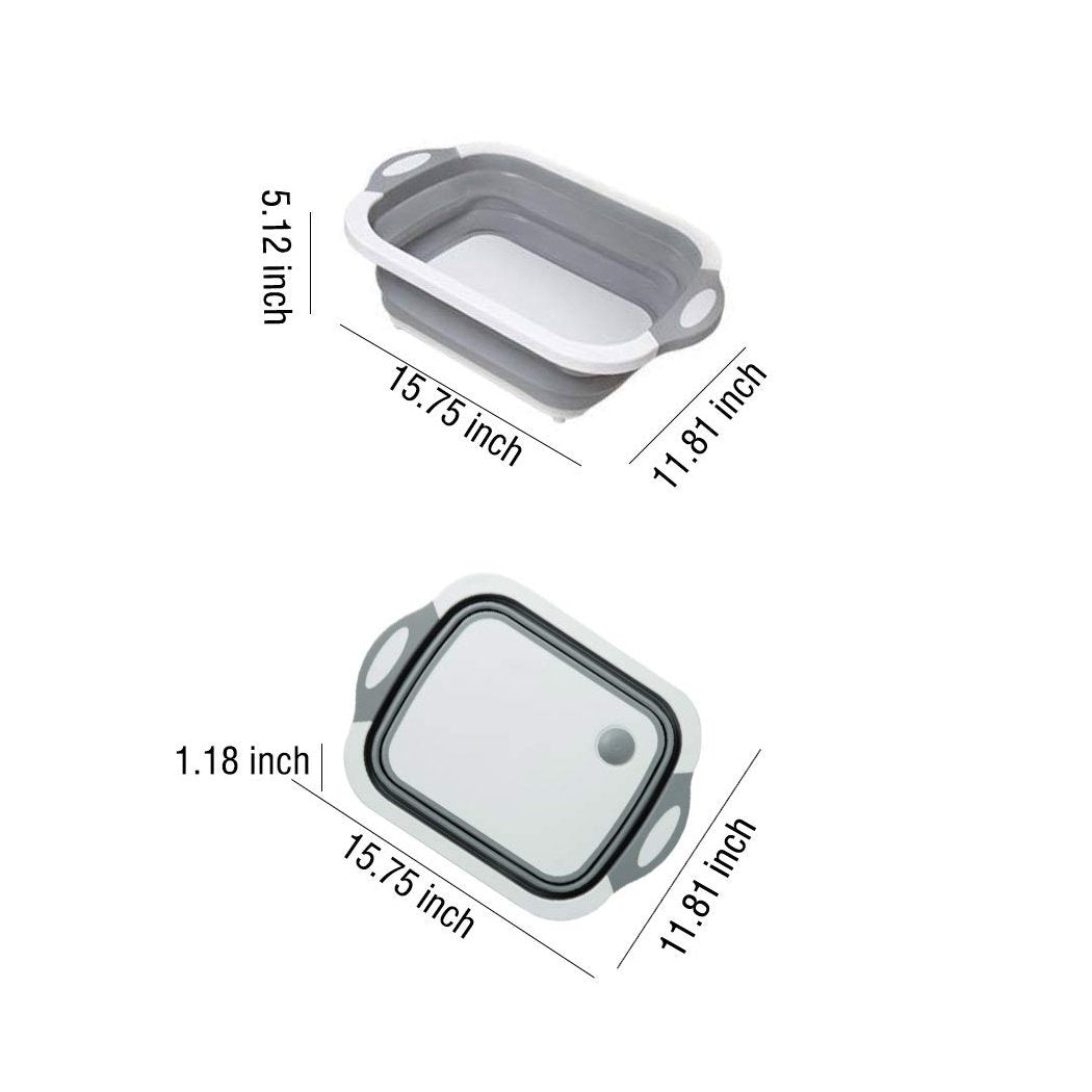 0098 Foldable Chopping Board, Dish Rack, Washing Bowl & Draining Basket, 3in1 Multi-Function DeoDap