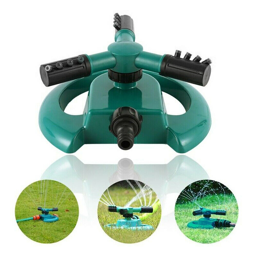 1677 3 Arm 360° Sector Rotating Water Sprinkler Garden Pipe Hose Irrigation Yard DeoDap