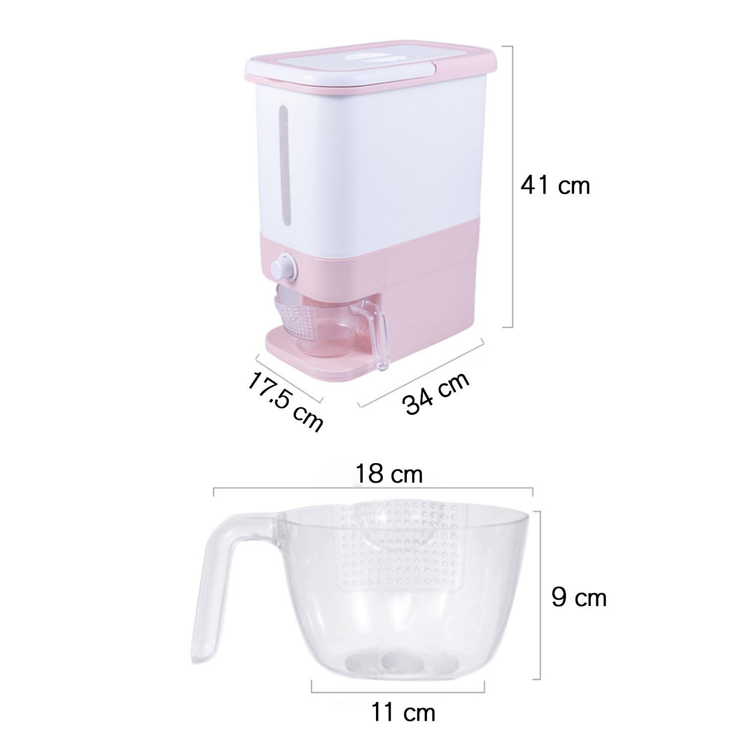 2823 Rice Dispenser Approx 8kg storage capacity. Grain Storage Container With Metering Cylinder with Lid Automatic Rice Storage DeoDap