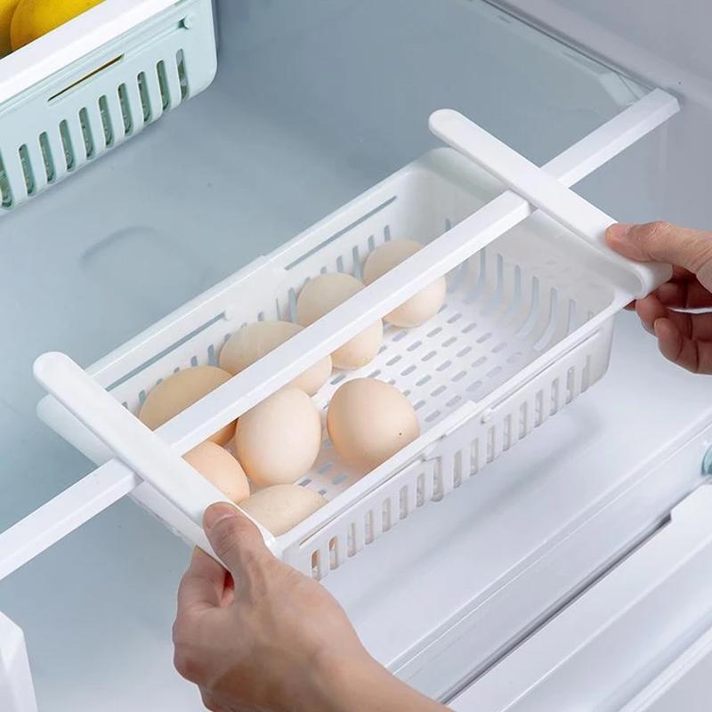 0113 Adjustable Fridge Storage Basket, Fridge Racks Tray Sliding Storage Racks (1Pc) DeoDap