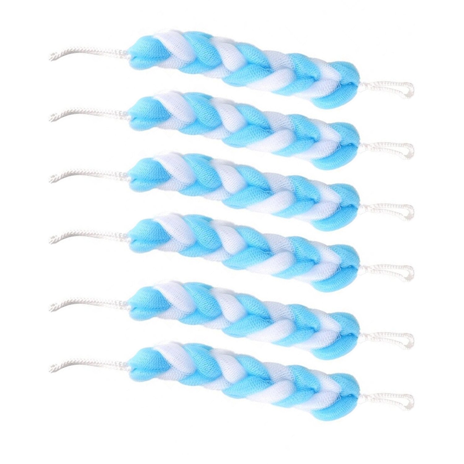6073 Hanging Bath Shower Long Large Size Loofah Sponge Pouf Body Scrubber (pack of 6) DeoDap