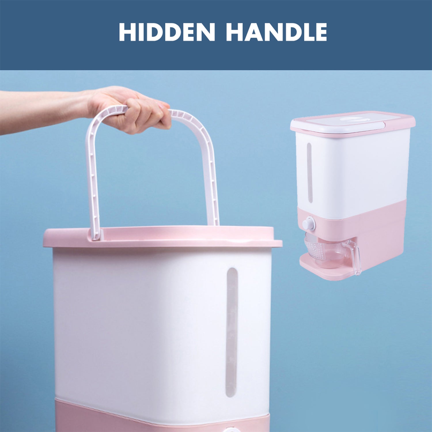 2823 Rice Dispenser Approx 8kg storage capacity. Grain Storage Container With Metering Cylinder with Lid Automatic Rice Storage DeoDap