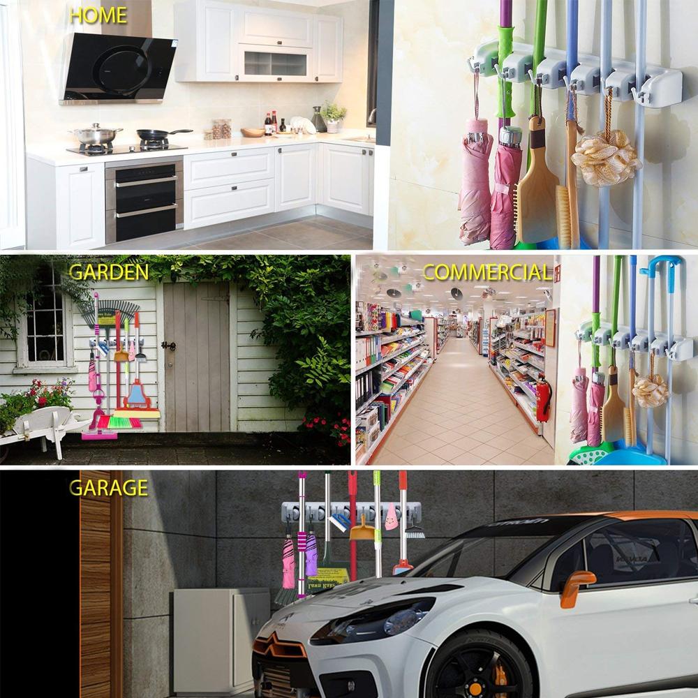 0199 5-Layer Multipurpose Wall Mounted Organizer Mop And Broom Holder DeoDap