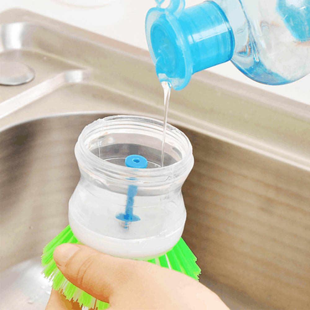 0159 Plastic Wash Basin Brush Cleaner with Liquid Soap Dispenser (Multicolour) DeoDap