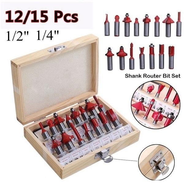 0406 -12/15pcs Milling Cutter Router Bit Set Deodap