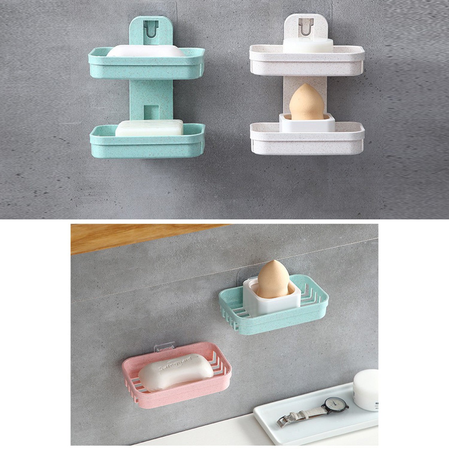 4762  Plastic Double Layer - Soap Stand, Holder, Wall Soap Box Dispenser Tray Deodap