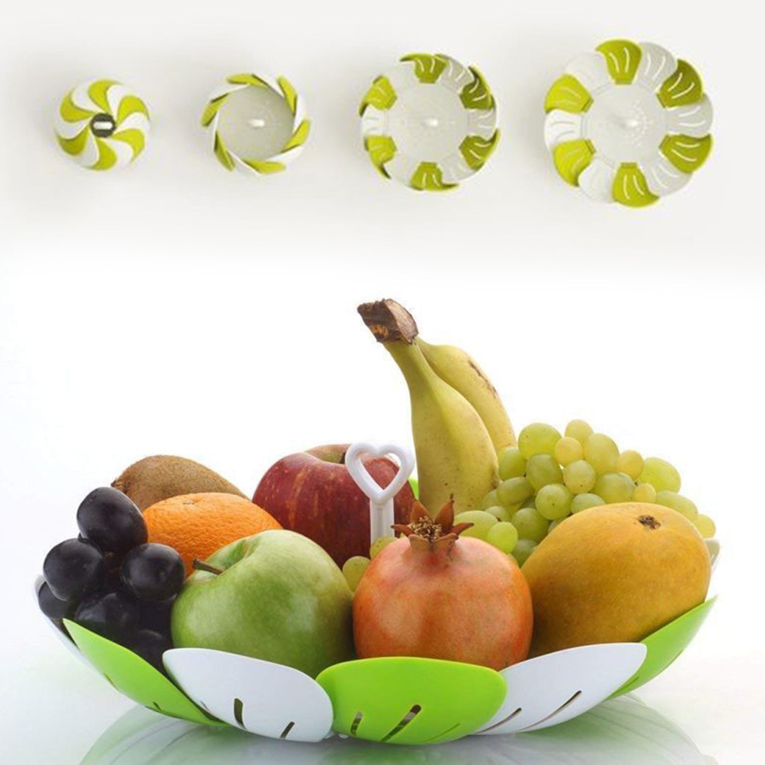 2611 Lotus Shape Foldable Fruit & Vegetable Basket Tray,Color May Vary DeoDap