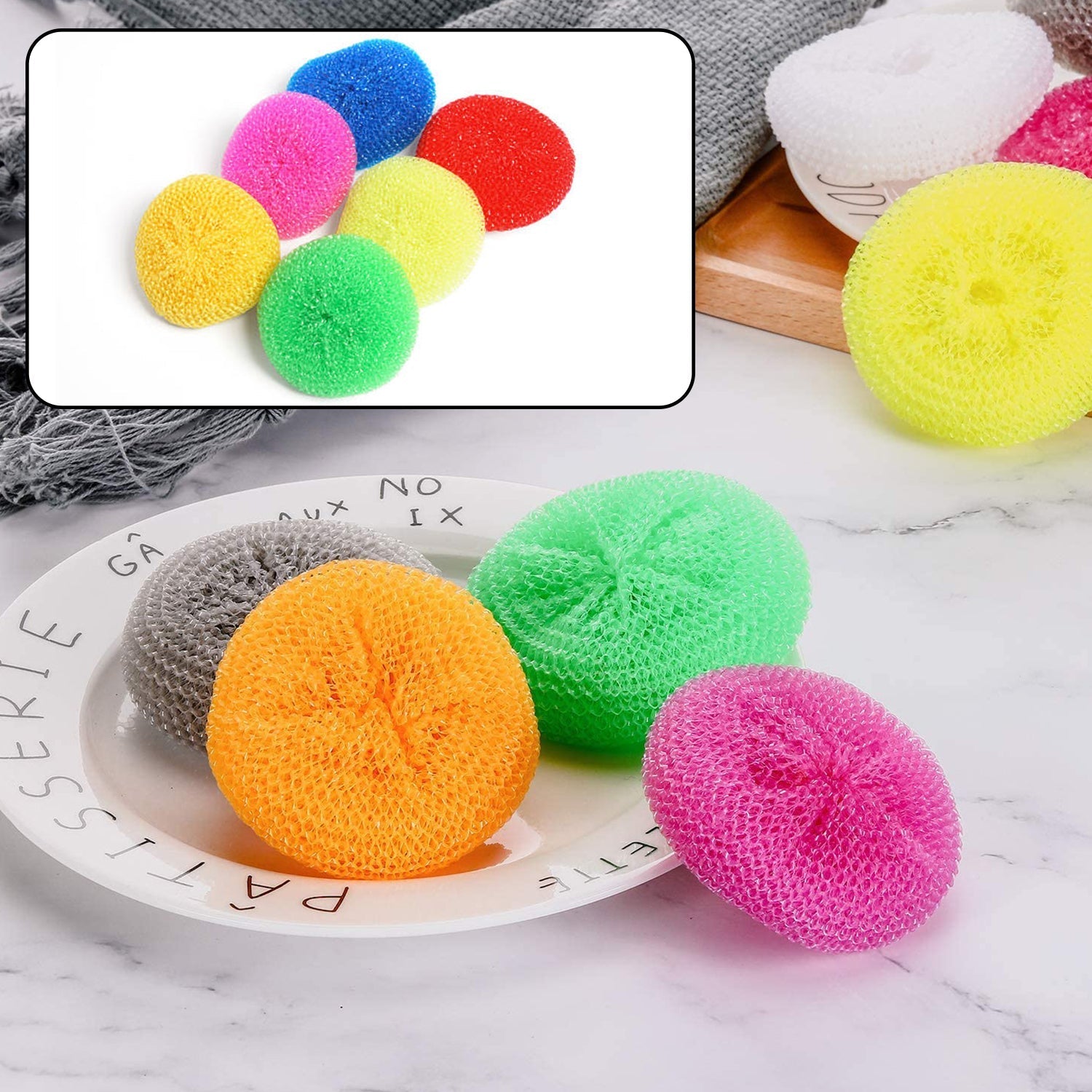 2629 Plastic Scrubber Round Nylon Scrubbers Small Size  (Pack of 12) freeshipping - DeoDap