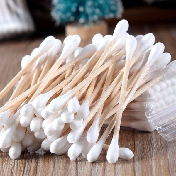 1466 Cotton Swabs With Wooden Sticks Biodegradable Cotton Buds freeshipping - DeoDap