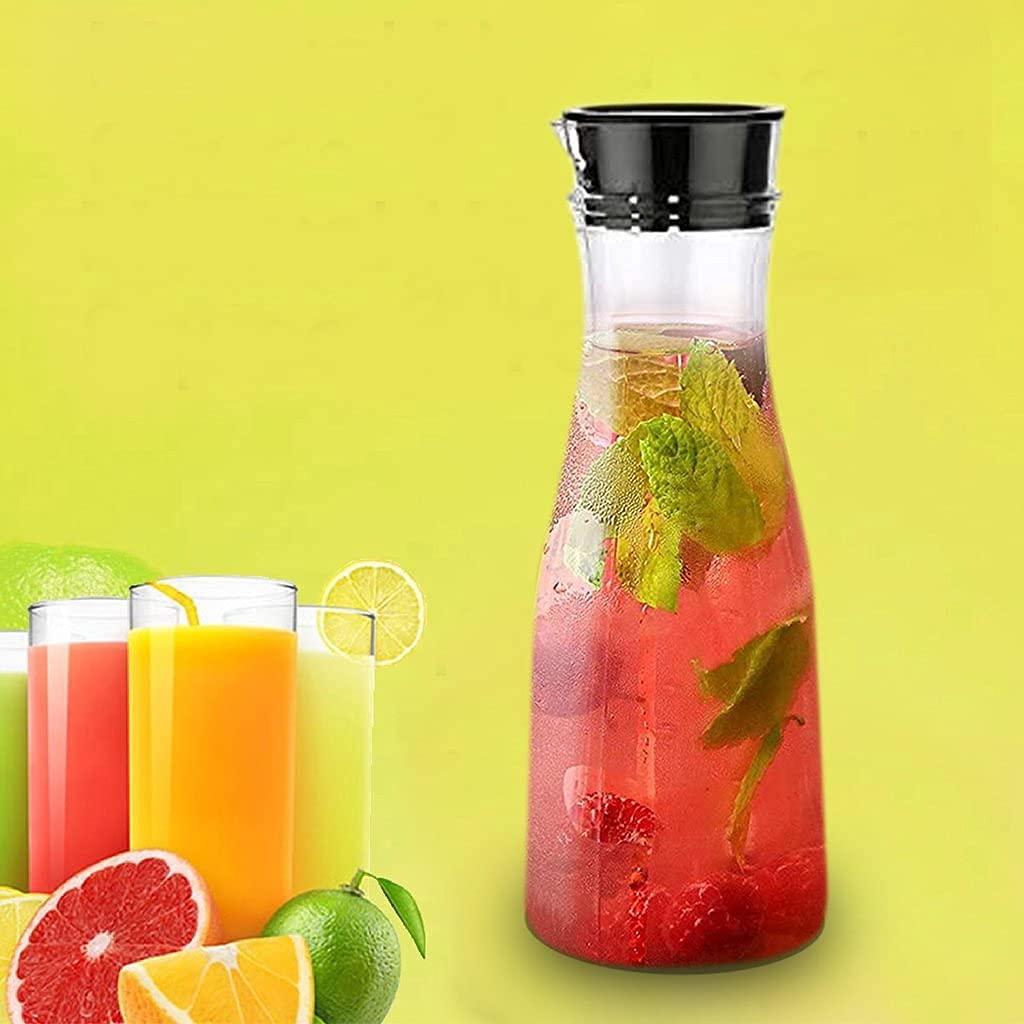 2252 1 Litre Water Juice Milk Jug with Lid Transparent (Multi Colour) freeshipping - DeoDap