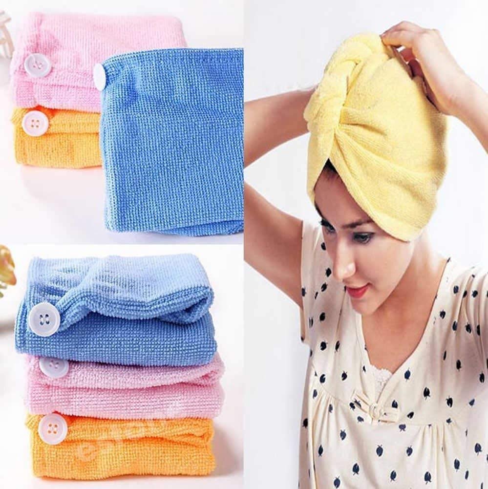 1408 Quick Turban Hair-Drying Absorbent Microfiber Towel/Dry Shower Caps (1 Pc) DeoDap