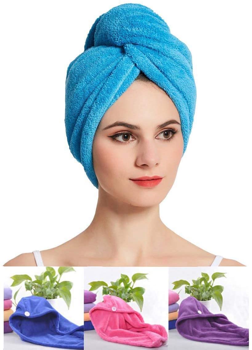 1408 Quick Turban Hair-Drying Absorbent Microfiber Towel/Dry Shower Caps (1 Pc) DeoDap