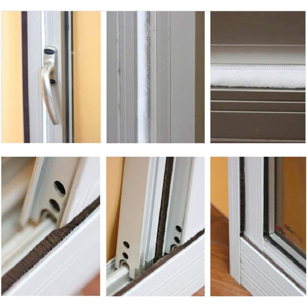 4597  5 Meter Weather Stripping Windows Seal Brush Weather Stripping Self Adhesive Seal Strip Weather Strip for Windows and Doors Dustproof Soundproof Windproof for Windows Bottom and Frame