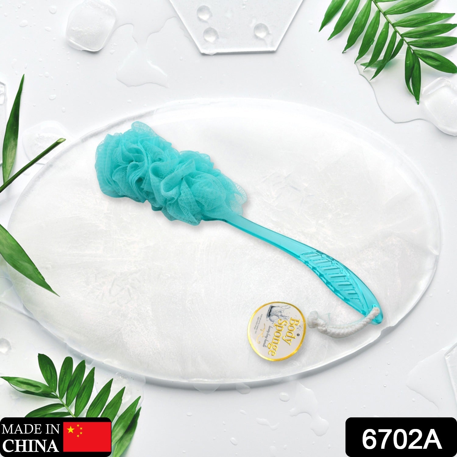 6702A Loofah Back Scrubber for Shower, Long Handle Bath Sponge Shower Brush, Soft Nylon Mesh Back Cleaner Washer, Body Bath Brush for Women and Men, Bathroom Shower Accessories (45 Cm)