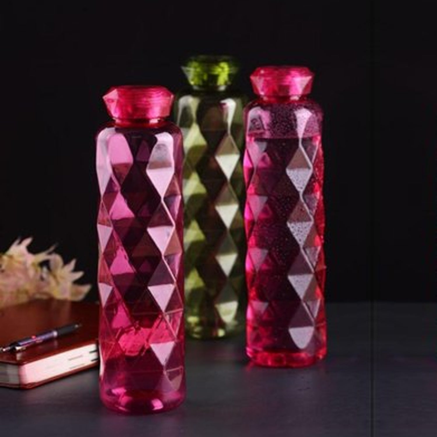 2668 3Pc Set Diamond Cut Bottle Used for storing water and beverages purposes for people. DeoDap