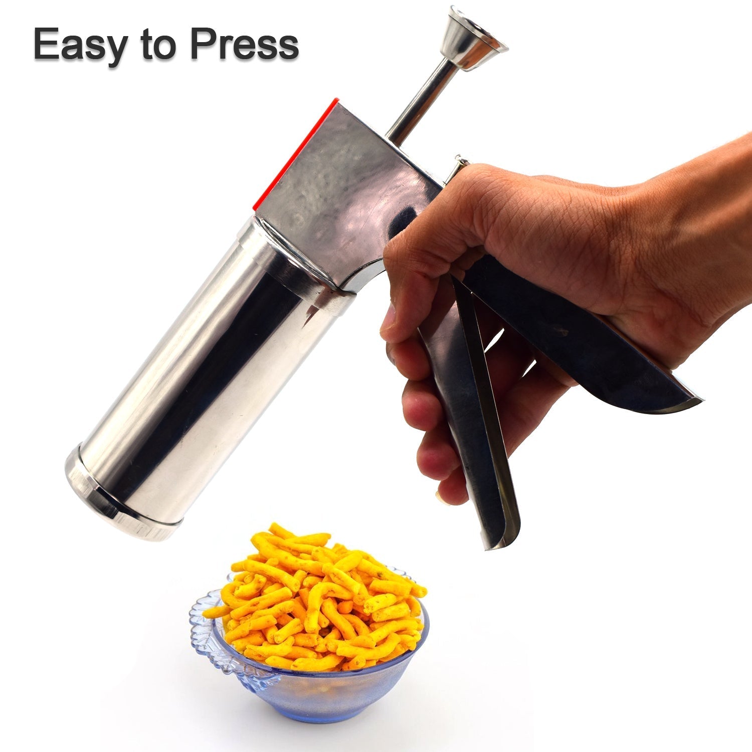 2888 Kitchen Press Sev Maker Machine Chakli Maker Noodles Cookies Namkeen Maker with 15 Different Types of Stainless Steel plates, Silver DeoDap