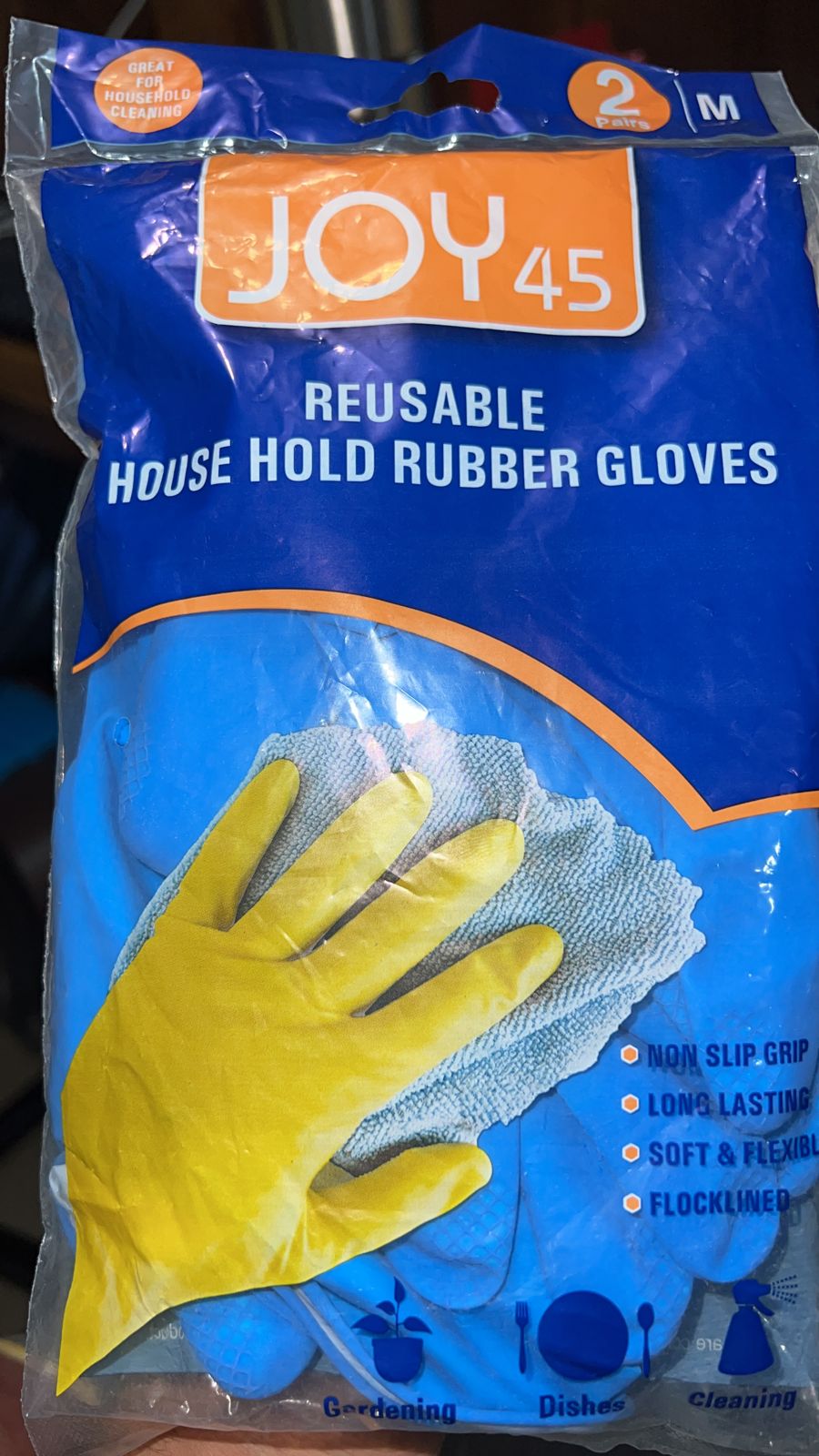 4856 Pair Of 2 Medium Blue Gloves For Types Of Purposes Like Washing Utensils, Gardening And Cleaning Toilet Etc. DeoDap