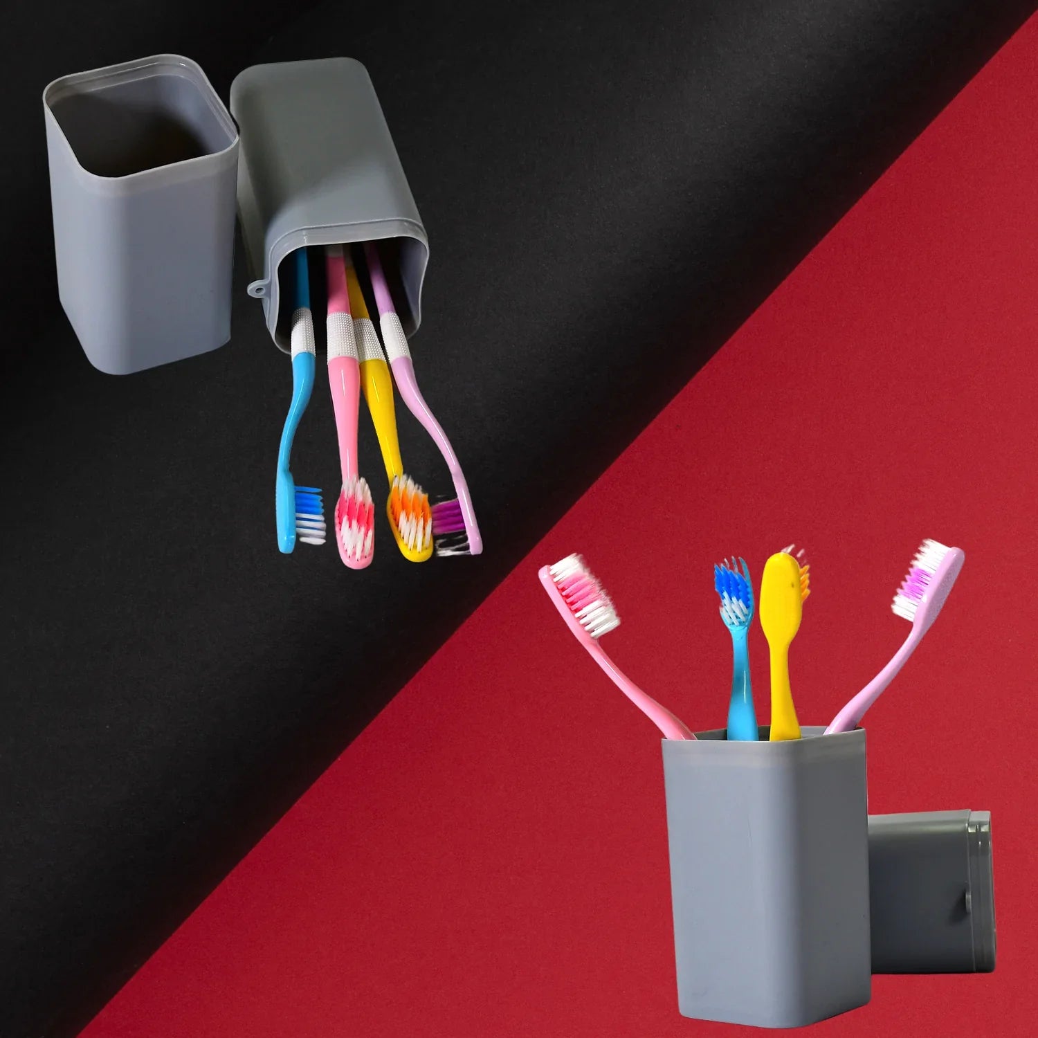 4994 Grey Square Shape Capsule Travel Toothbrush Toothpaste Case Holder Portable Toothbrush Storage Plastic Toothbrush Holder. DeoDap