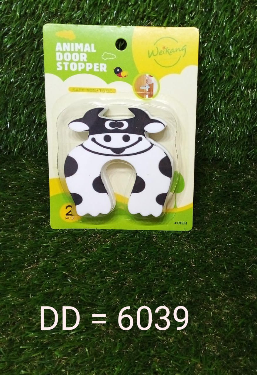 6039 Child Safety Protection Baby Safety Cute Animal Security Card Door Stopper (2PC Set) DeoDap