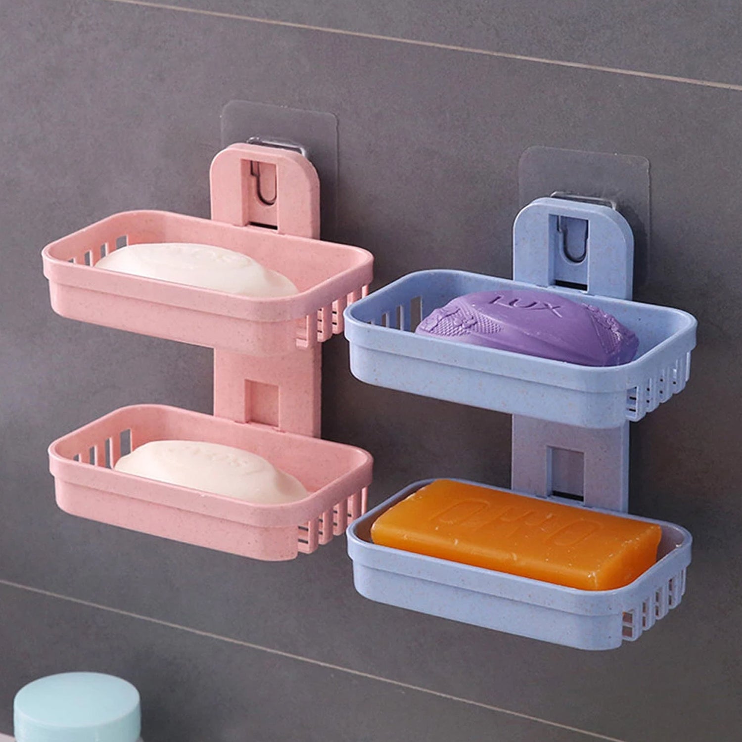 4762  Plastic Double Layer - Soap Stand, Holder, Wall Soap Box Dispenser Tray Deodap