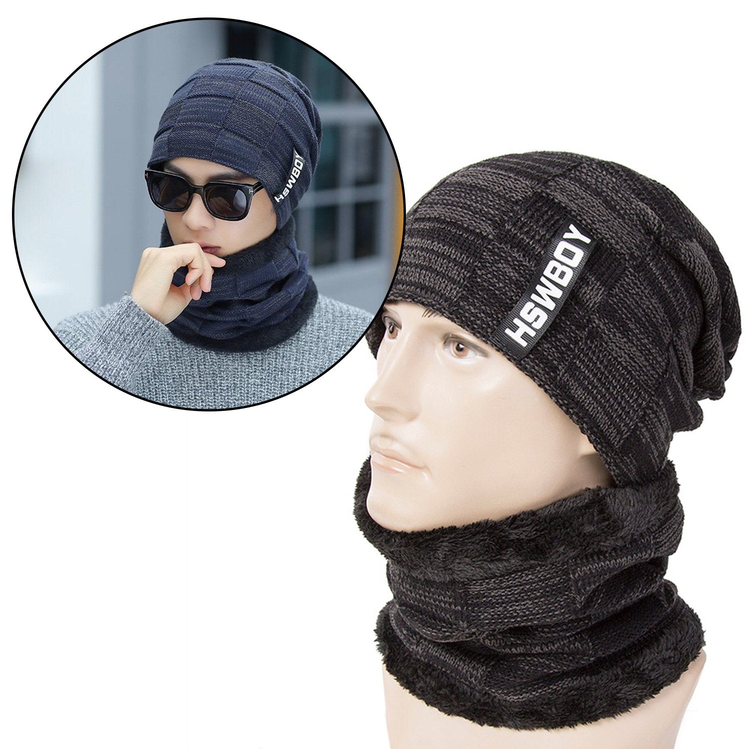6066 Ultra Soft Unisex Woollen Beanie Cap Plus Muffler Scarf freeshipping - DeoDap