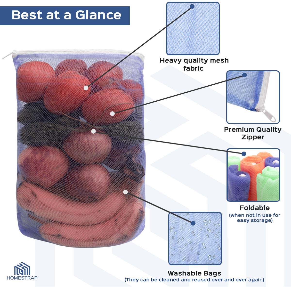 2279 Fridge Bags for Fruits and Vegetables with Zip Net (Multicolour) freeshipping - DeoDap