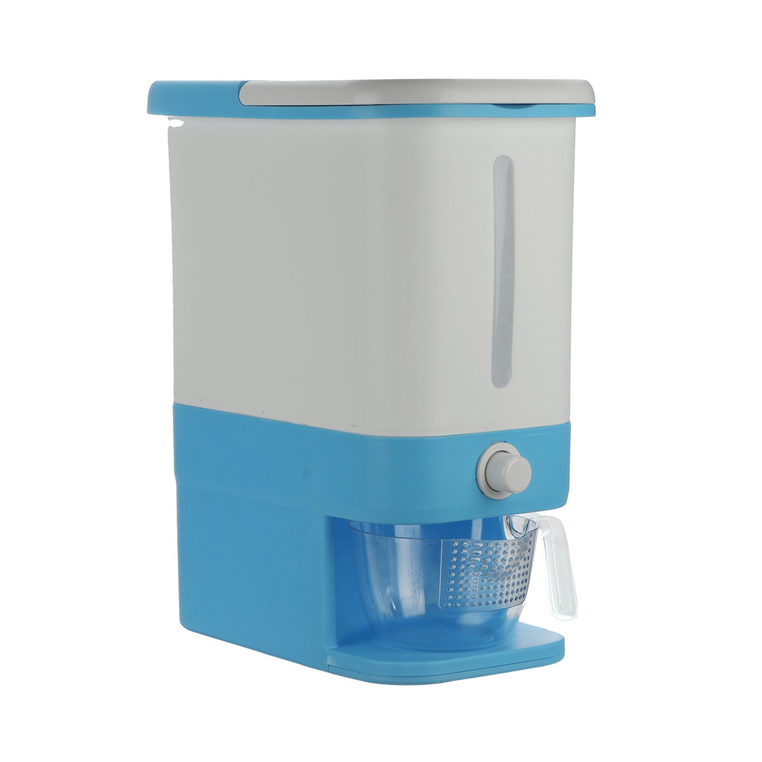 2823 Rice Dispenser Approx 8kg storage capacity. Grain Storage Container With Metering Cylinder with Lid Automatic Rice Storage DeoDap