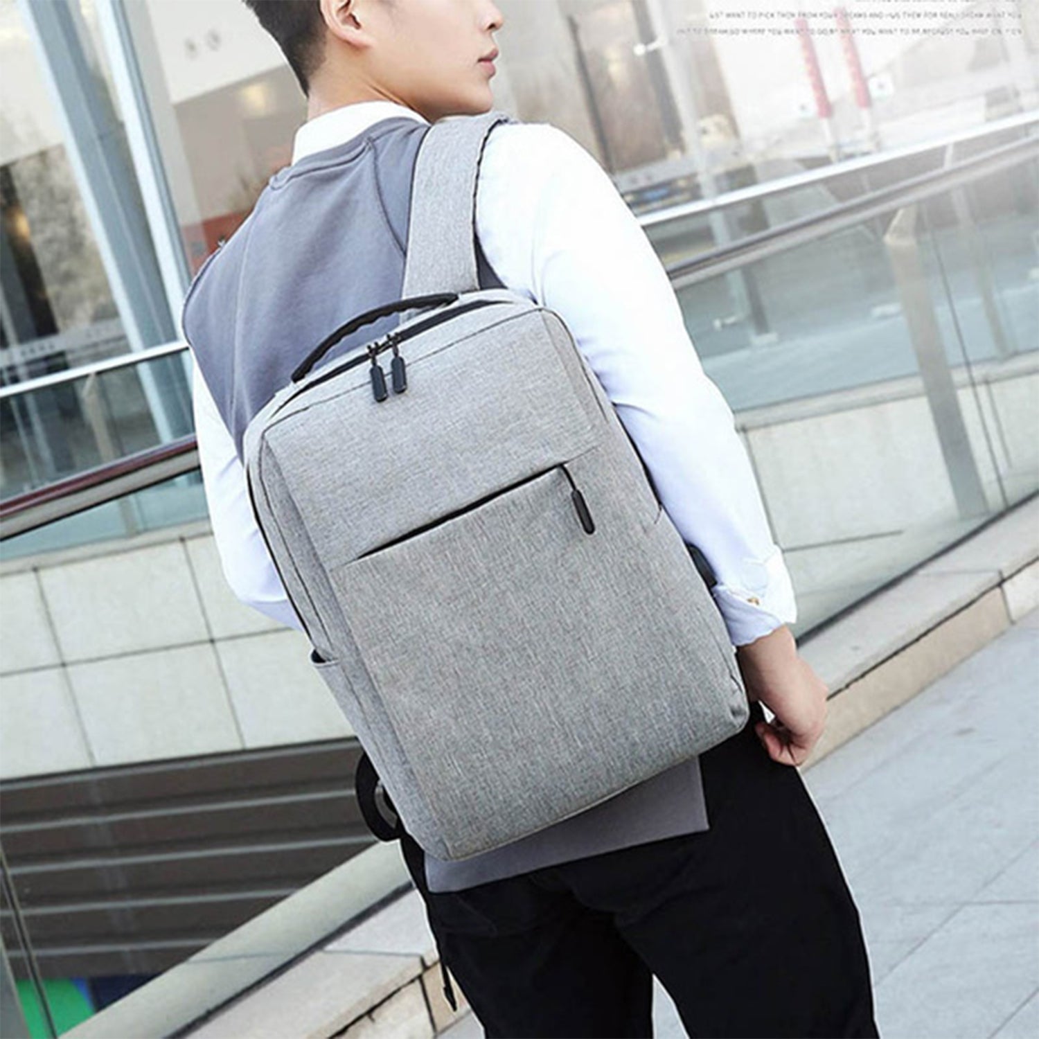 6219 Gray Travel Laptop Backpack With USB Charging Port DeoDap